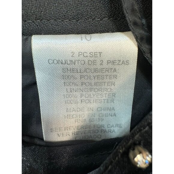 St. Anthony Evening  2-Piece Womens Suit Set Size 10 Black Embellished Collar Cu - Picture 13 of 16